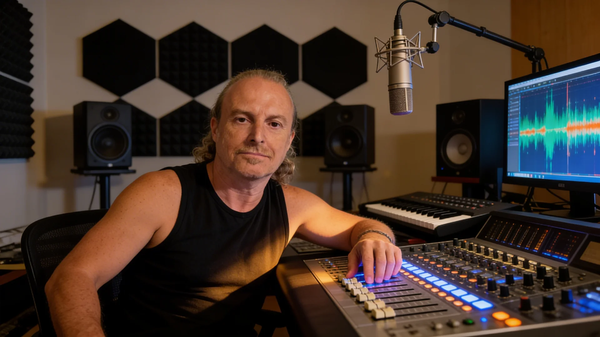 Hugh Murray in his recording studio